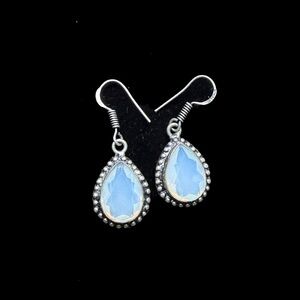 Opalite and Silver Teardrop Earrings